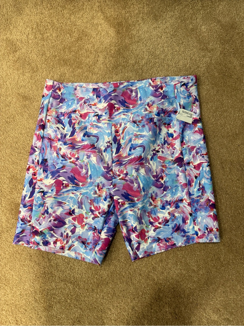 RBX Women's Multicolor Abstract Bike Shorts in Blue, Purple, Pink